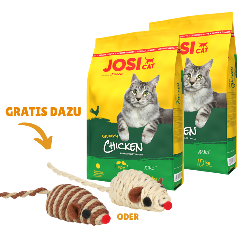Josera JosiCat Crunchy Chicken 2 x 10 kg + GRATIS TRIXIE Spielmaus