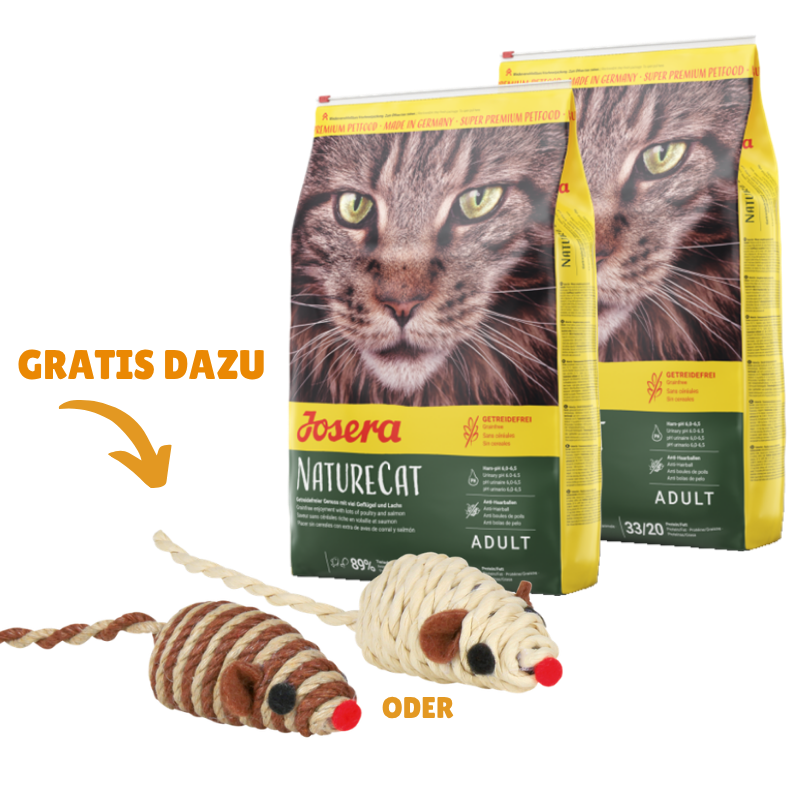 Josera NatureCat 2 x 10 kg + GRATIS TRIXIE Spielmaus