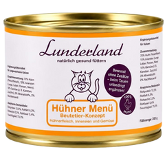 Lunderland Hühner Menü für Katzen 200 g