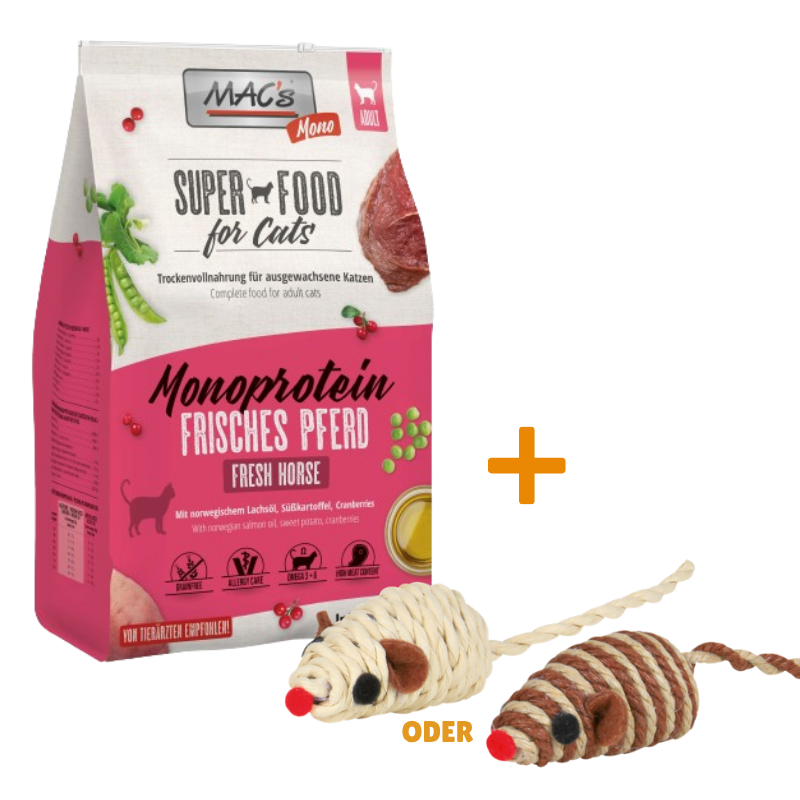 MAC's Cat Adult Mono Pferd 7 kg + GRATIS TRIXIE Spielmaus