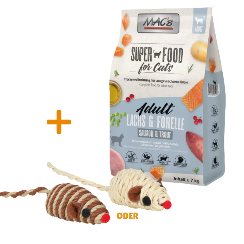 MAC's Cat Lachs & Forelle 7 kg + GRATIS TRIXIE Spielmaus
