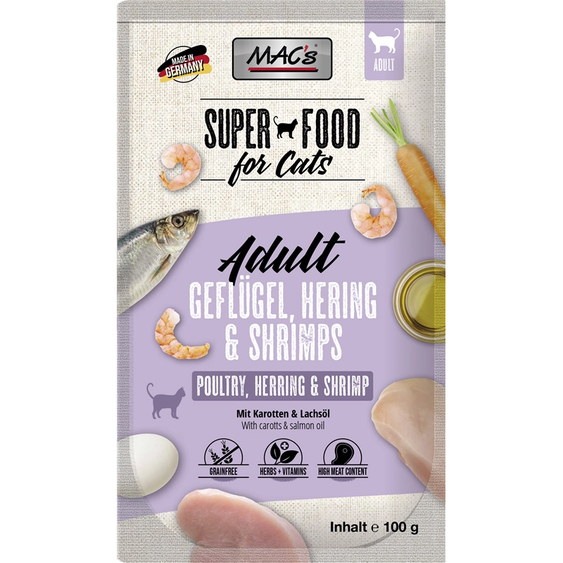 MAC's Cat Pouch Geflügel, Hering & Shrimps 100 g