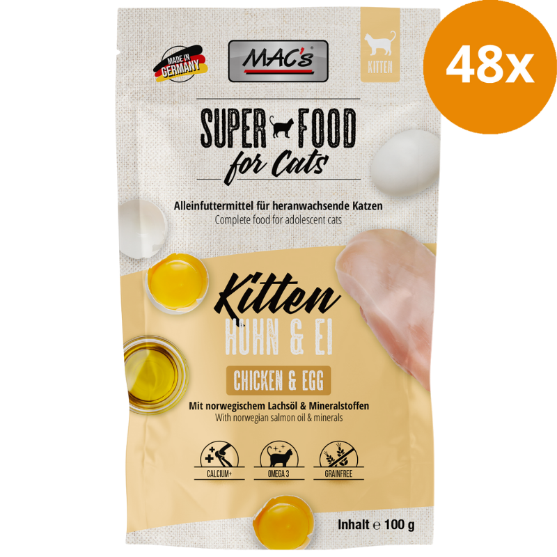 MACs Cat Pouch Kitten Huhn & Ei 100g