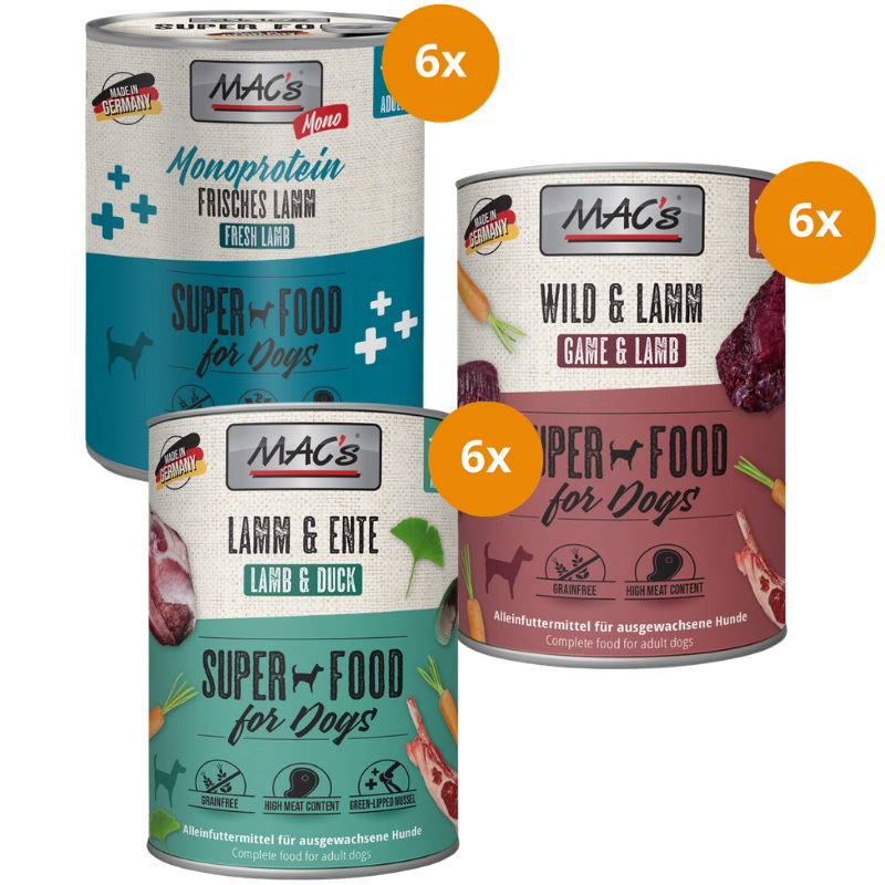 MAC’s Dog Kombipaket 800 g – Lamm, Ente & Wild Mix