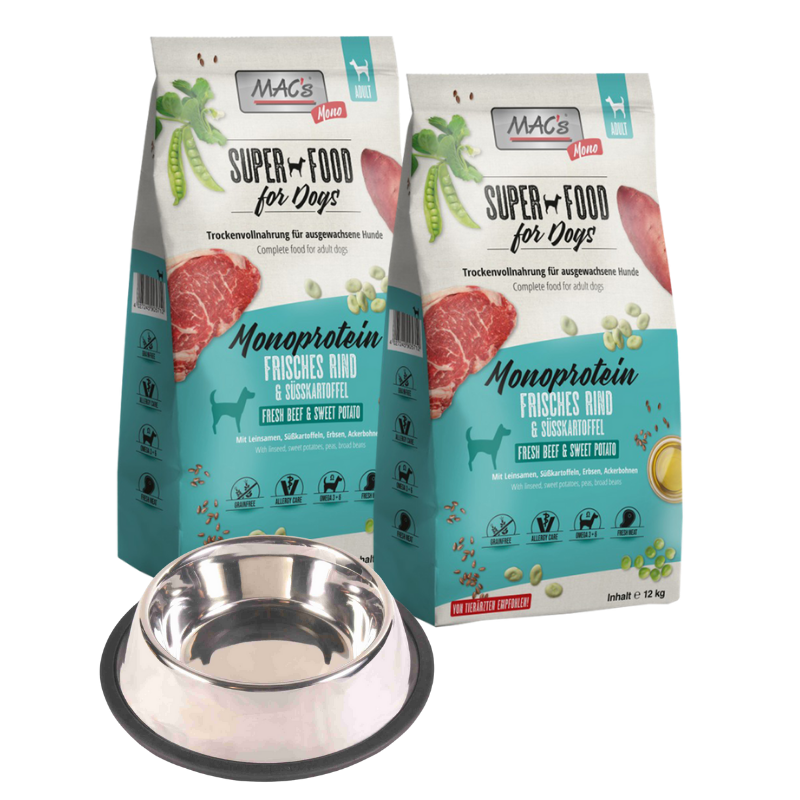 MAC's Dog Monoprotein - Rind 2 x 12 kg + GRATIS TRIXIE Napf