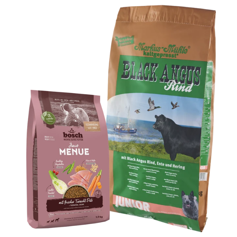 Markus-Mühle Black Angus Junior 15 kg + GRATIS bosch HPC MENUE Junior Tierwohl-Pute 1 kg