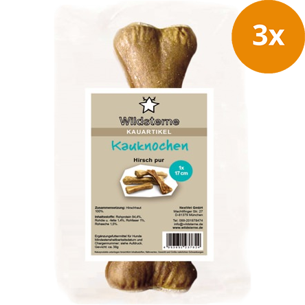 Wildsterne Kauknochen Hirsch pur 17 cm (60 g)