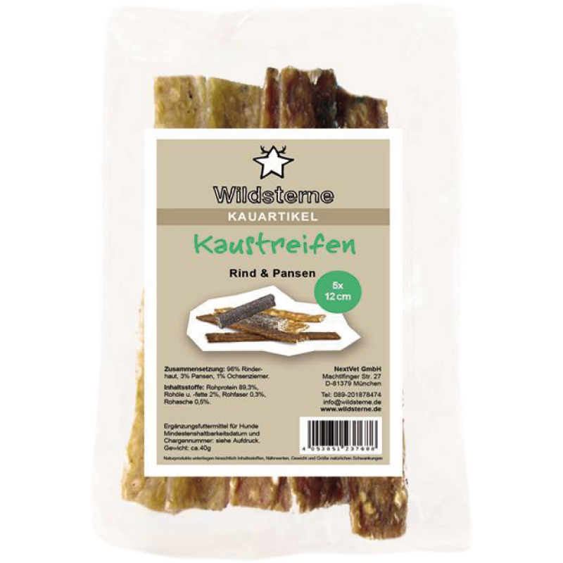 Wildsterne Kaustreifen Rind & Pansen 12 cm (40 g)